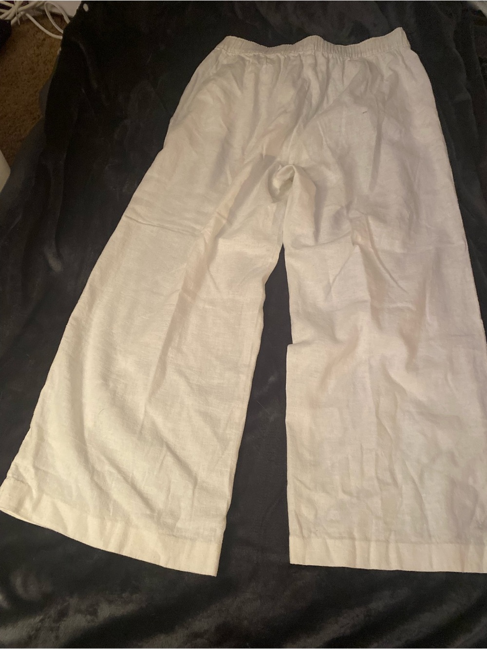 Michael Kors Women's Linen-Blend Drawstring Pants in White - Picture 2 of 5